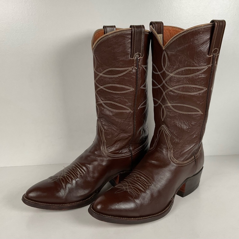 Vintage Nocona Cowboy Boots | Chocolate Calfskin | 1960s-1970s | Men’s 10 D